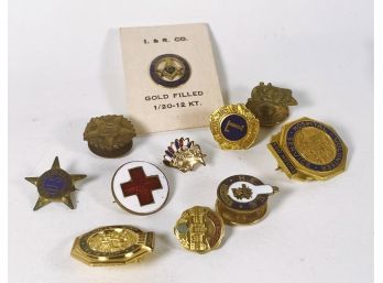 Lot 11 Misc. Gold Filled Enamel And Otherwise Small Pins
