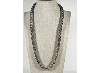 Fine Rhodium Plated Heavy Link Necklace Chain Costume Designer 24' Long