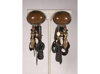 Contemporary Beaded Artisan Crafted Pierced Earrings