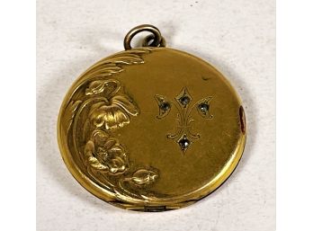 Victorian Gold Filled Paste Locket With Fleur De Lis