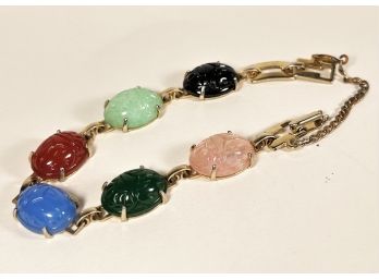 Vintage Glass Stone Scarab Bracelet