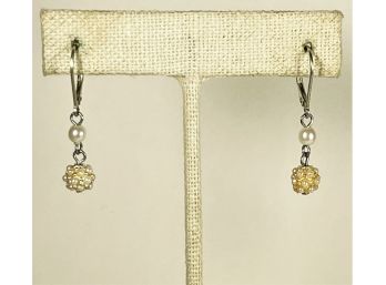 Pair Dainty Sterling Silver Pearl Pierced Earrings 925