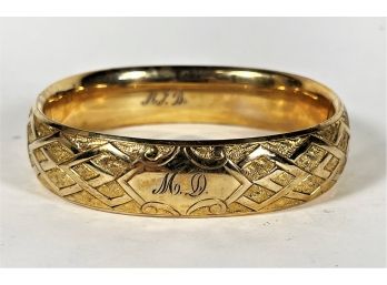 Large Victorian 14K Gold Filled Wide Bangle Bracelet