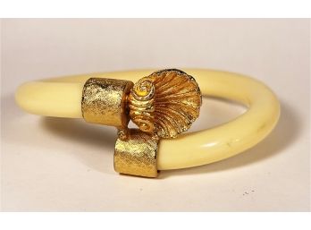 1980s Gold Tone Bakelite Plastic Cuff Bracelet