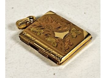 Vintage Gold Filled Engraved Book Formed Locket