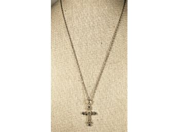 Sterling Silver 925 Cross Pendant And Sterling Silver Chain Necklace