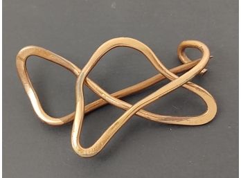 VINTAGE MID CENTURY MODERNIST COPPER ABSTRACT BROOCH / PIN