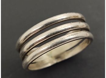 VINTAGE MID CENTURY MEXICAN STERLING SILVER TRIPLE BAND RING SIZE 11