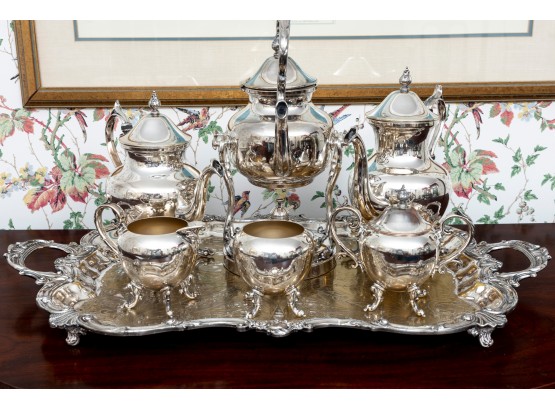Fabulous Silver On Copper Tea Set