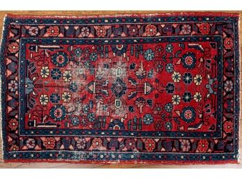 Antique Red/Blue Tribal Rug, Naturally Dyed.