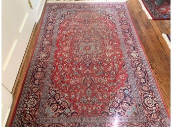 Vintage Hand Woven Red And Blue Rug