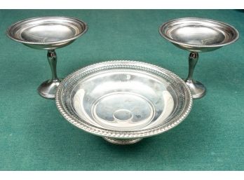Three Weighted Sterling Pedestal Dishes