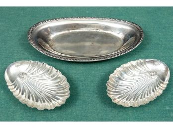 Two Sterling Footed Dishes And A Oval Tray