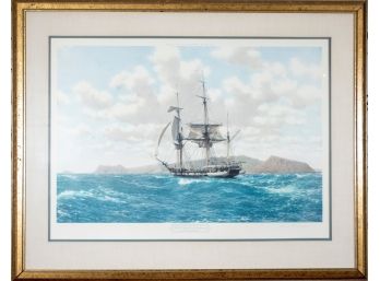 John Russel Chancellor  'H.M.S. Beagle In The Galapagos' Print Pencil Signed.