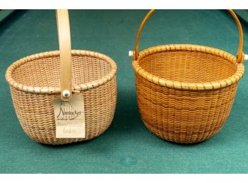 Two Nantucket Hand Crafted Baskets, One Signed On Reverse By Bill And Judy Sayle