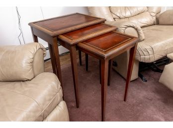 Hekamn Leather Inlay Nesting Tables