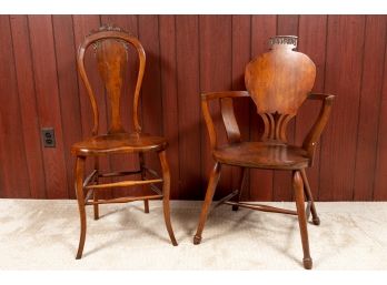 Antique Intricately Carved Wooden Chairs, His And Hers