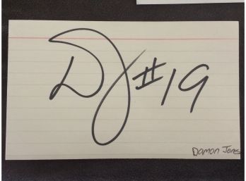 Damon Jones Autographed Index Card