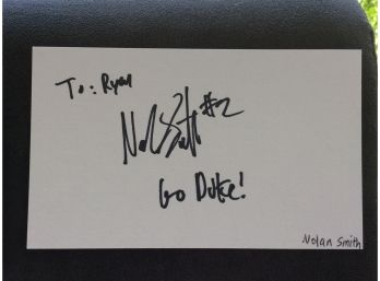 Nolan Smith Autographed Index Card