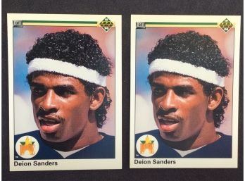 (2) 1990 Upper Deck Baseball Deion Sanders Rookie Cards