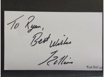 Tree Rollins Autographed Index Card