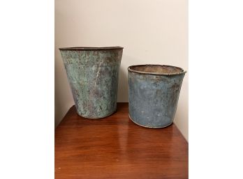 Antique Verdigree Flower Pots (2)
