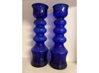 Pair Of Cobalt Blue Vases