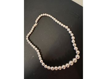 Tiffany And Co . Sterling Silver Graduated Beaded Necklace