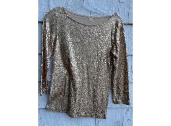 J. Crew Gold Long Sleeve Sequined Top