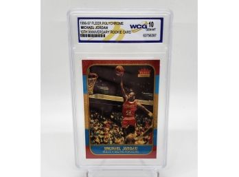 1996-97 Fleer Polychrome Michael Jordan 10th Anniversary Rookie Card Graded 10 Gem Mint