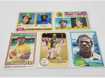 Lot Of 5 Vintage Rickey Henderson Cards