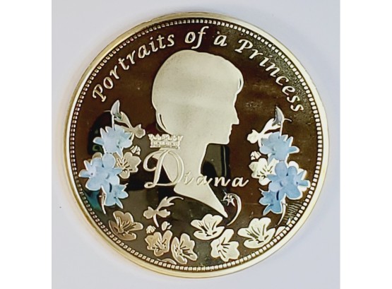Large Princess Diana Blue Diamond Gold Plated Commemorative Coin