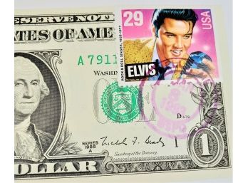 $1 Bill Elvis Stamped Post Marked 1983