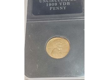 1909 Uncirculated VDB Lincoln Penny In Slab Case(Great Coin)