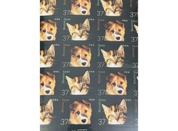 Neuter Or Spay - Full Sheet Of 20 - 37 Cent Stamps Cats & Dogs SEALED US Postage