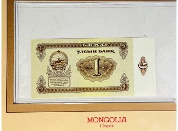 Mongolia  - 1 Tugrik Uncirculated Foreign Paper Money Sealed With Info/ History Card