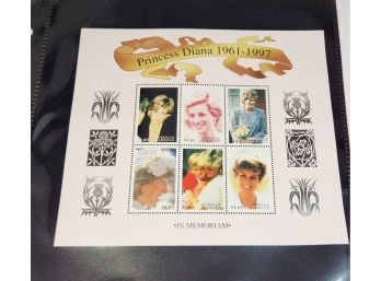 Princess Diana 1961-1997 In Memoriam Stamp Sheet 6 Total