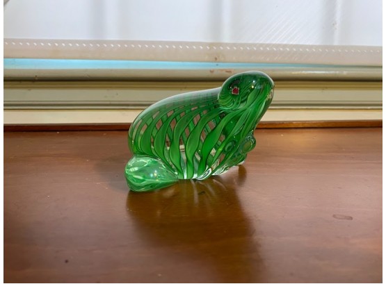 Colored Glass Frog Paperweight