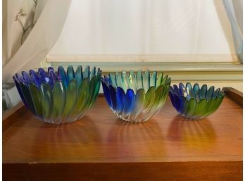 Set Of 3 Walther Glass Petal Bowls