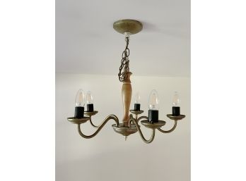 A Metal And Wood Chandelier