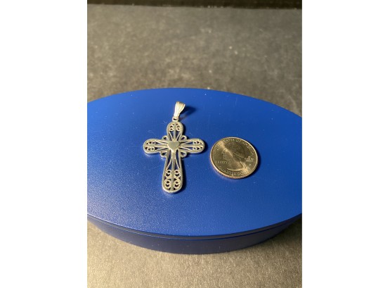 Sterling Silver Cross With Heart Pendant Charm