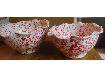 Pair Of Spatter Ware Ceramic Bowls