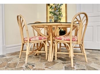 Rattan And Wicker Dining Set With Glass Top
