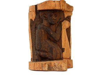 African Ebony Tree Log Wood Sculpture