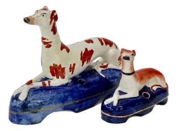 Hand Painted Victorian Staffordshire Greyhounds