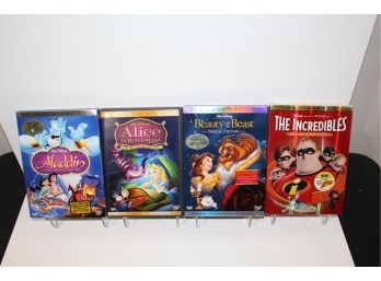 4 Great Disney Classics - Aladdin - Beauty And The Beast - Alice In Wonderland - The Incredibles