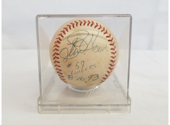 Steve Howe #57 New York Yankees Autographed Baseball In Clear Display Case