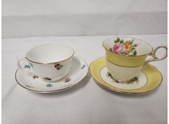Two Vintage Bone China Tea Cups And Saucers