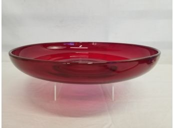 Vintage Ruby Red Shallow Glass Bowl Plate