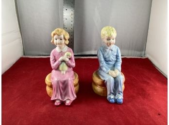 A Pair Of Vintage Royal Adderley Little Dreamers Figurines Boy And Girl Made In England Good Overall Condition